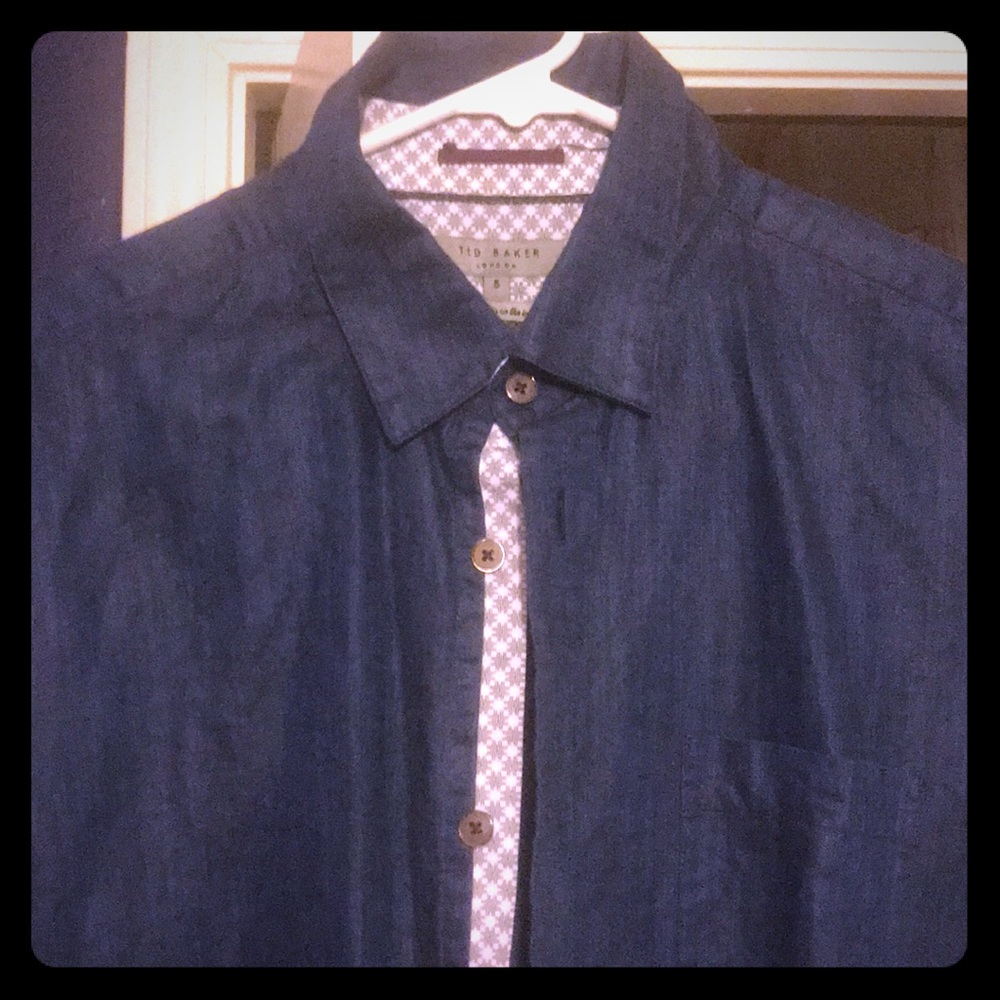 Ted Baker size 5 Blue Linen button down shirt!